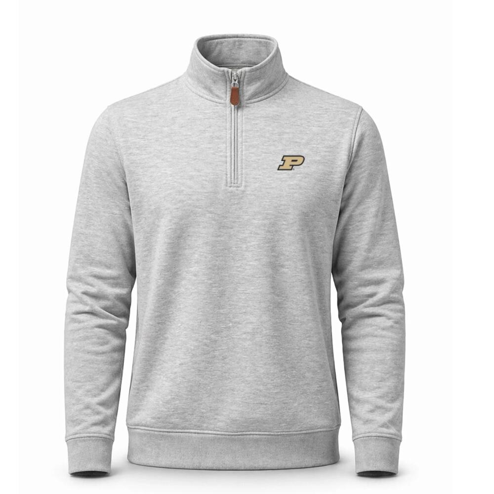 NWT Collars & Co Purdue Heather Cloud Cotton Quarter Zip Pullover Grey M